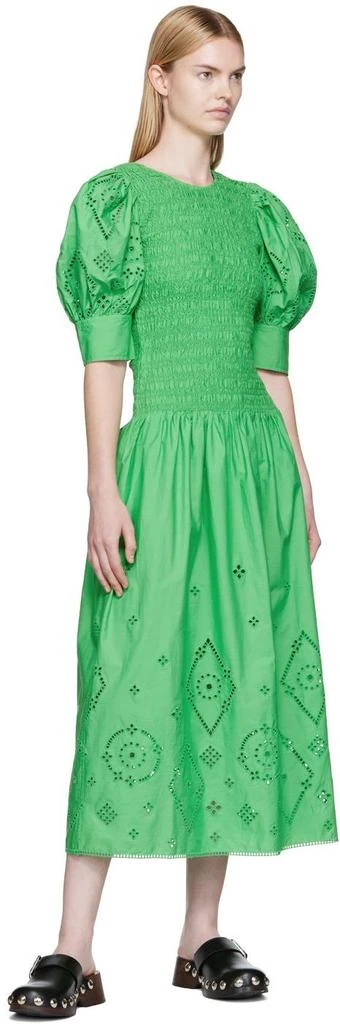 Ganni Green Broderie Anglaise Midi Dress 4