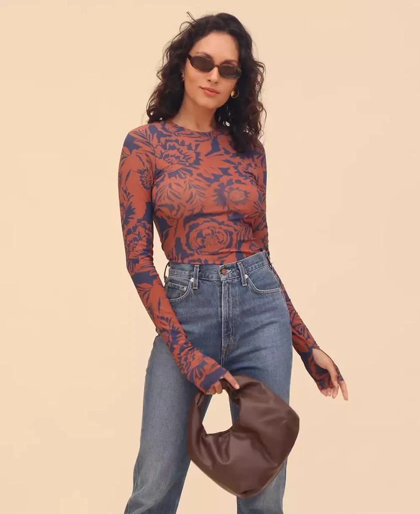 Avec Les Filles Women's Printed Mesh Long-Sleeve Top 9