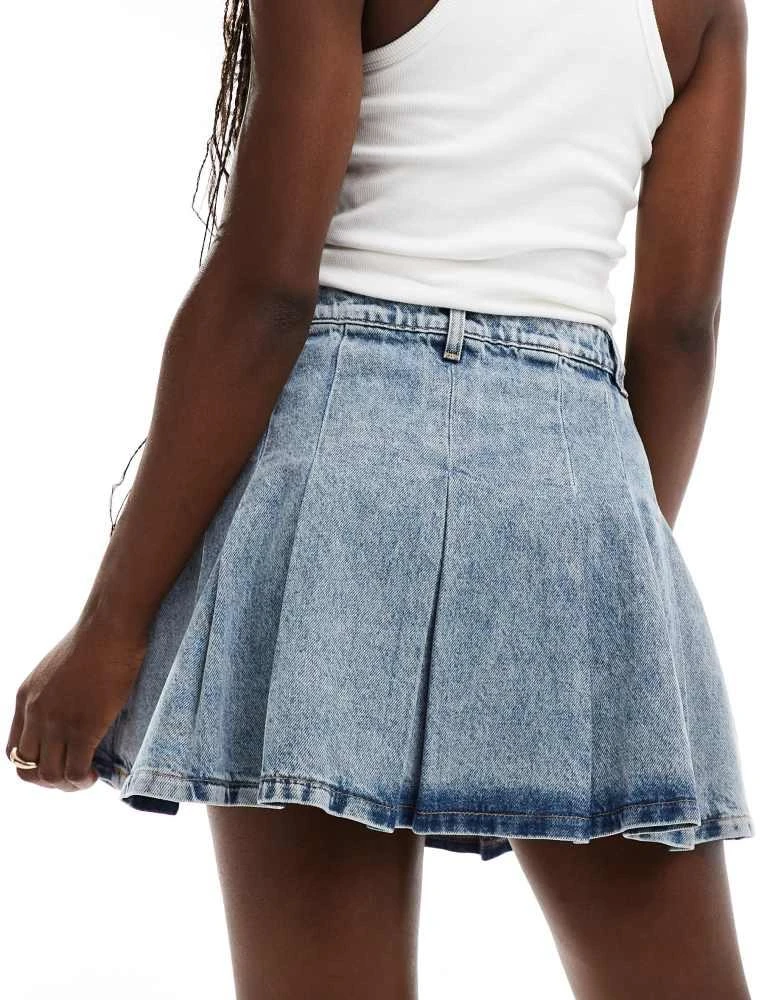 New Look New Look pleated skirt in denim 5