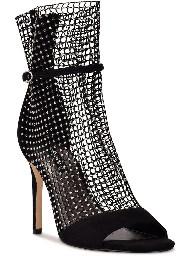 Nine West Imery Womens Fishnet Rhinestone Ankle Boots 6