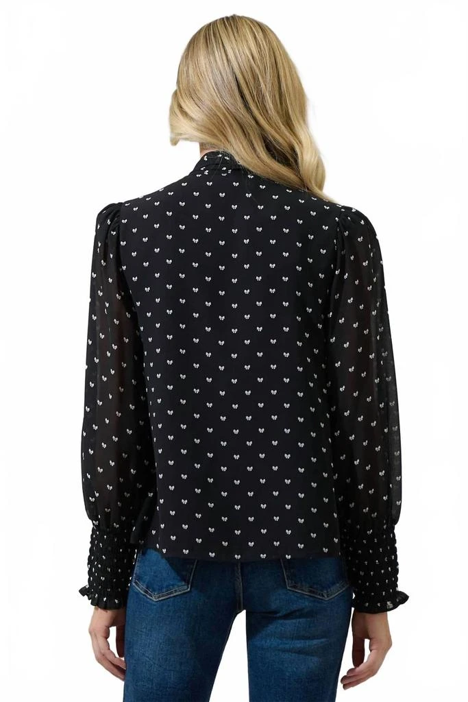 Sugarlips Rosaly Bow Etienne Tie Neck Long Sleeve Blouse In Black/white 2