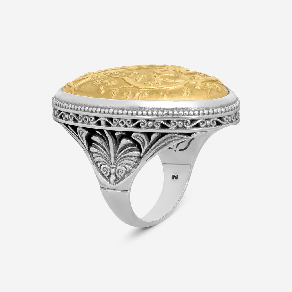 Konstantino Konstantino Aphrodite Sterling Silver & 18K Yellow Gold Ring Sz. 7.5 DKJ767-130