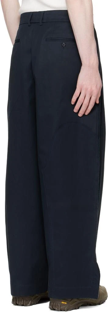 RECODE Navy Raw Edge Two Tuck Trousers 3