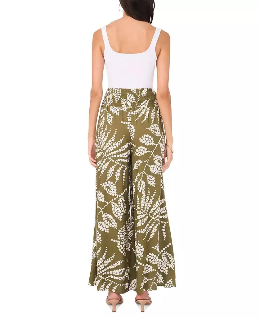 Vince Camuto Women's Tropical-Print Smocked Waist Wide-Leg Pants 4