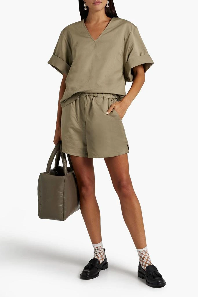 Tibi Cotton and linen-blend sateen top 2