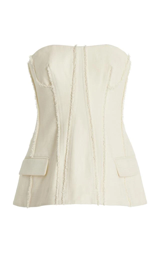 SIMKHAI SIMKHAI - Lupita Fringed Bustier Top - White - US 0 - Moda Operandi 1