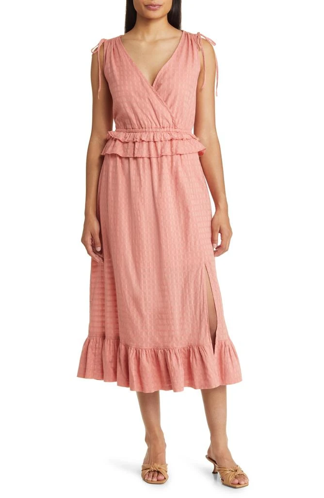 Caslon<sup>®</sup> Faux Wrap Ruffle Dobby Dress 1