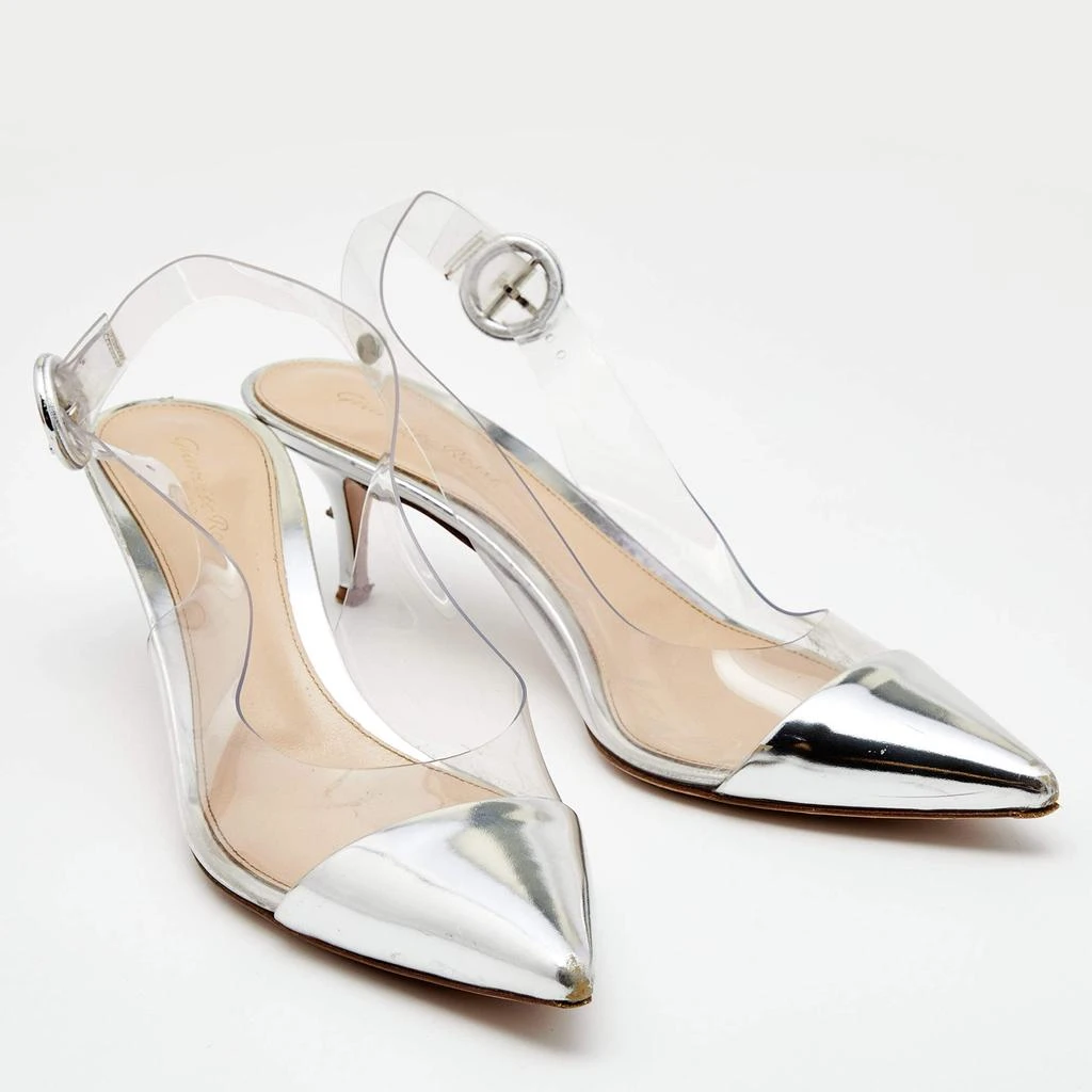 Gianvito Rossi Gianvito Rossi Silver Leather and PVC Slingback Pumps Size 40 4
