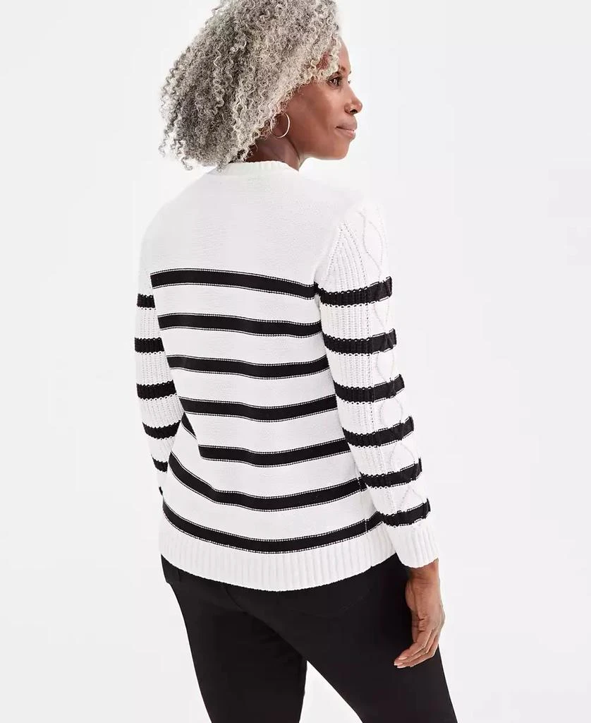 Style & Co Women's Striped Cable-Knit Button-Shoulder Sweater, Created for Macy's 2