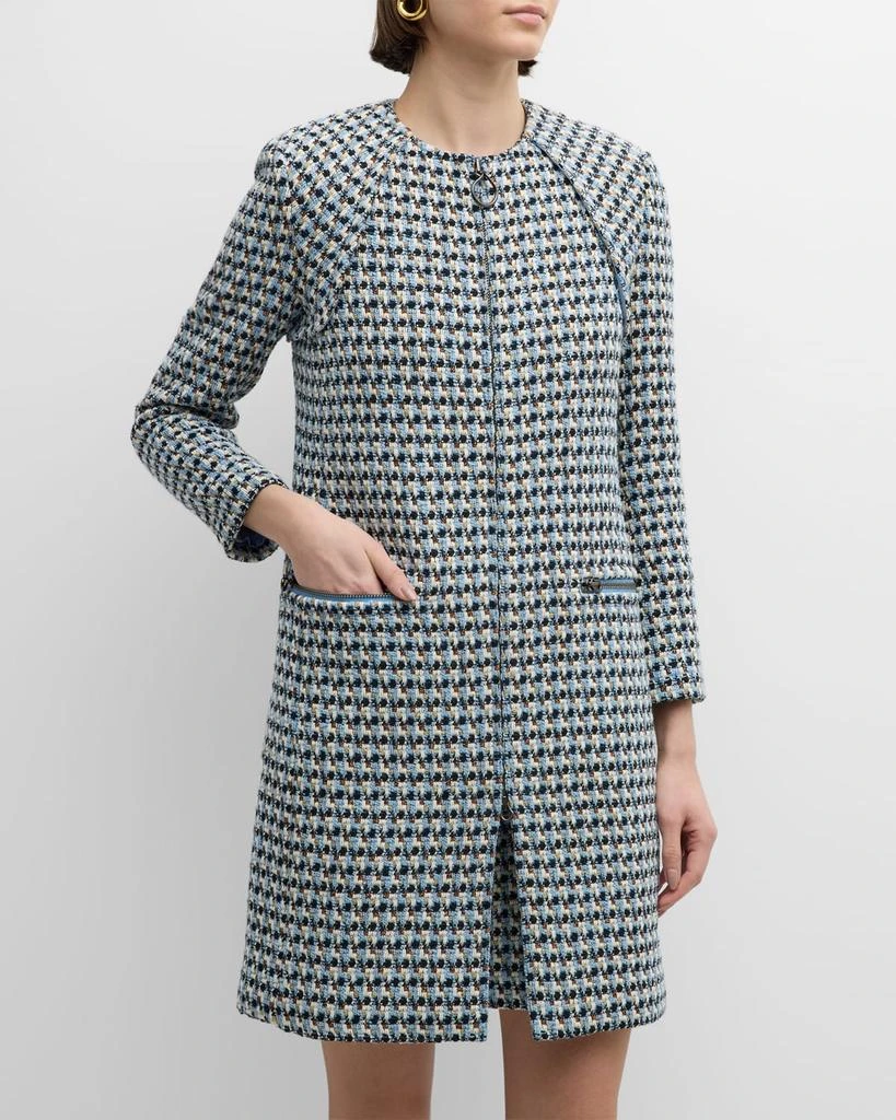 St. John Italian Textured Metallic Tweed Zip Jacket 3