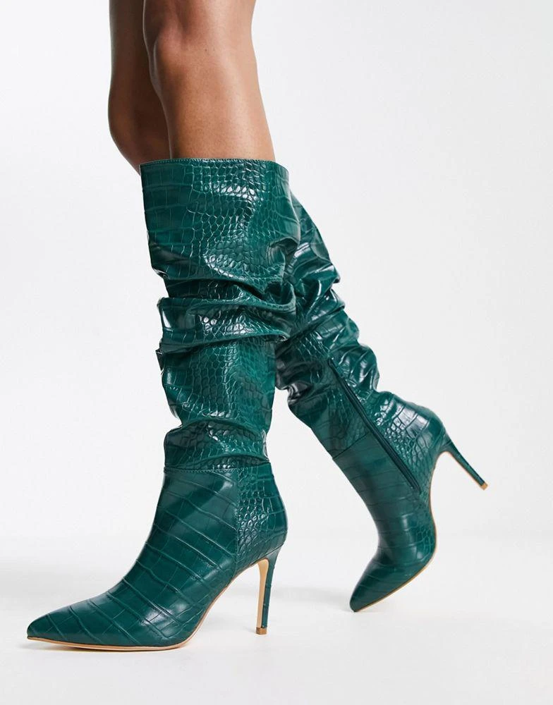 Forever New Forever New exclusive knee high boots in emerald croc 3