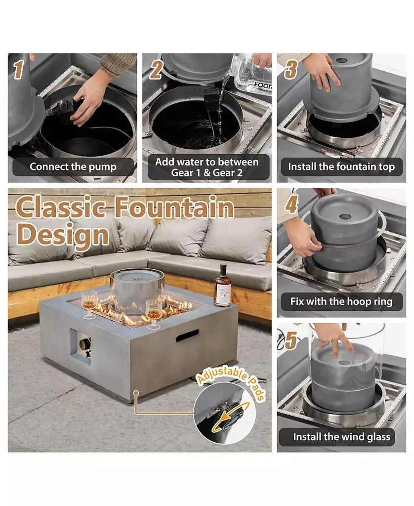 Mecale 28 Inch 50000 BTU Patio Square Propane Fire Pit with PVC Cover 7