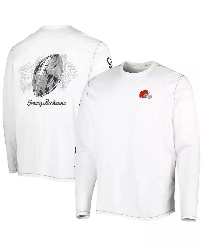 Tommy Bahama Men's White Cleveland Browns Laces Out Billboard Long Sleeve T-shirt 1