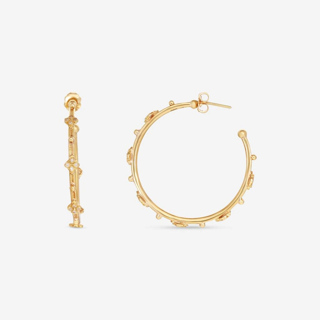 Armenta Armenta Sueno 18K Yellow Gold White Diamond 35mm Side Hoop Earrings 06495 2