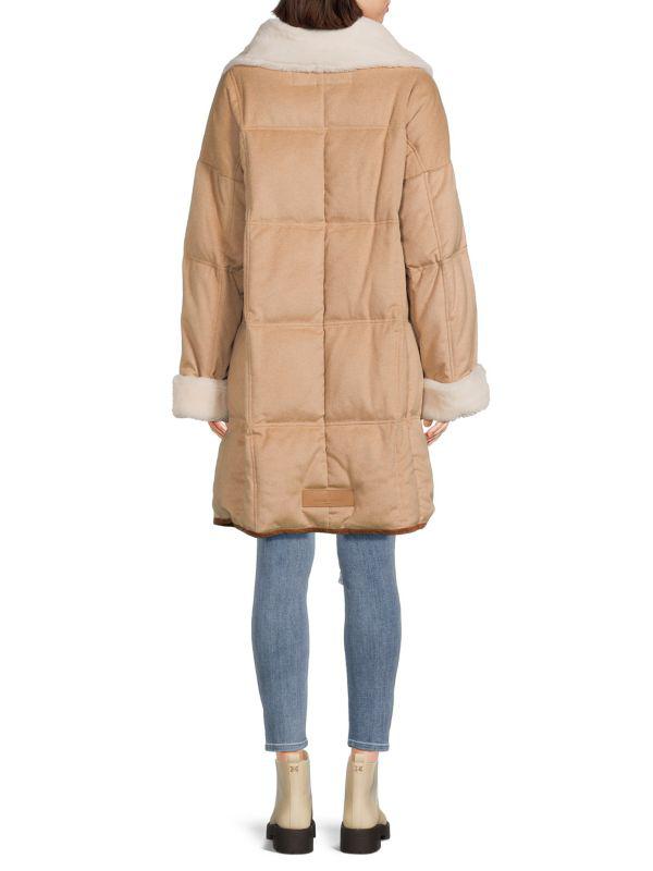 Nicole Benisti Essex Shearling Trim Wool Blend Down Jacket