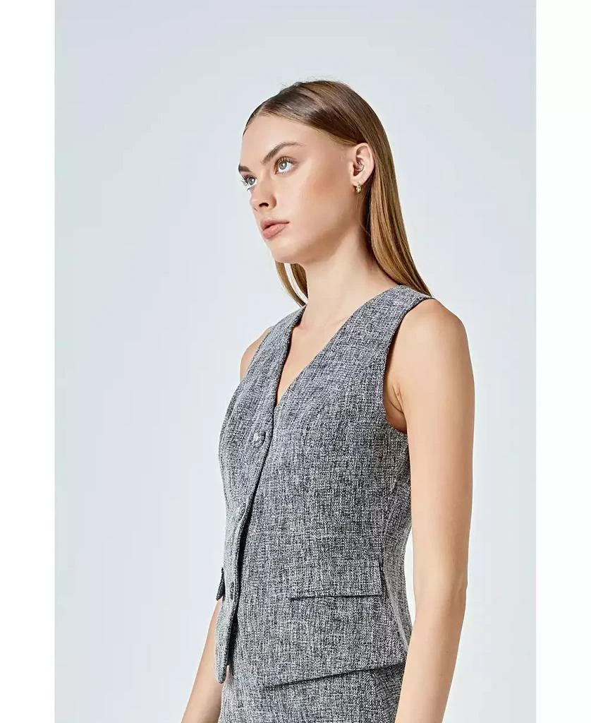 Endless Rose Women's Multi Tweed Buttoned Vest 4