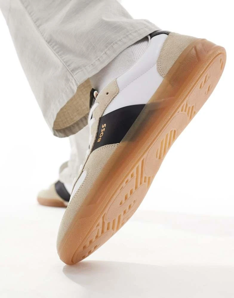 BOSS by Hugo Boss BOSS brandon trainers in white and beige 4