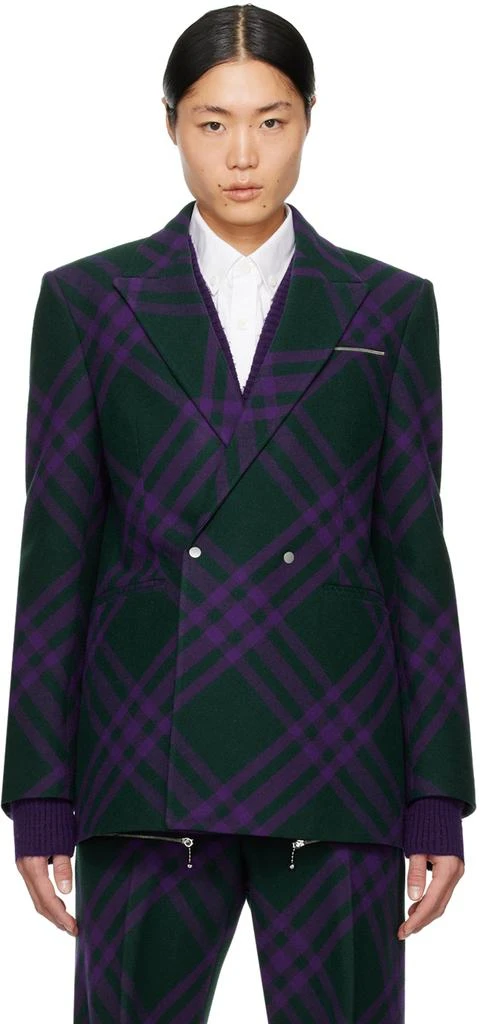 Burberry Green & Purple Check Blazer 1