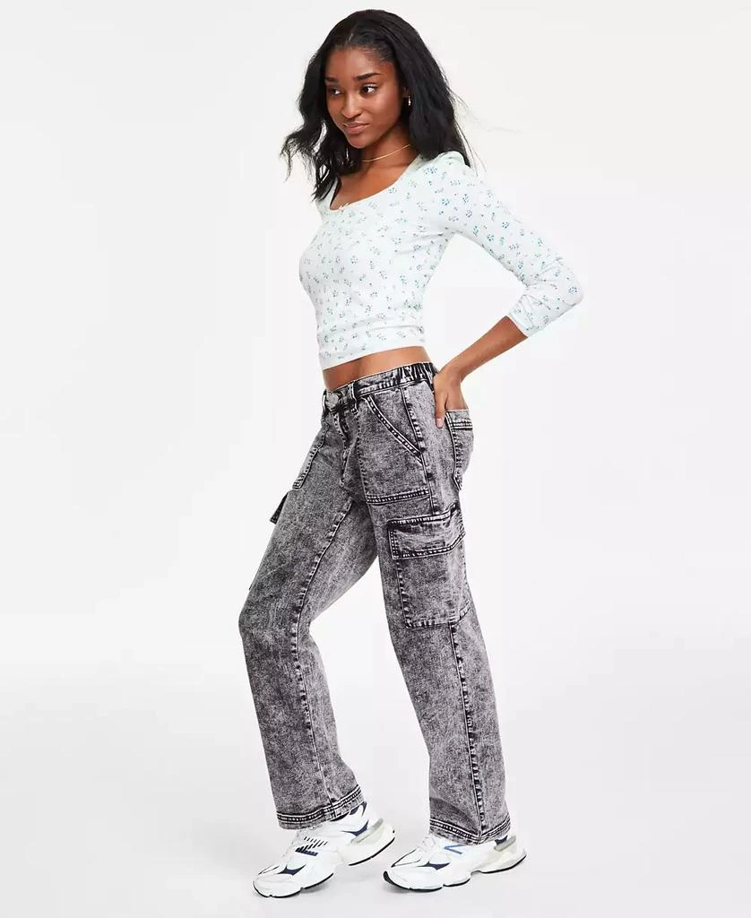 Madden Girl Juniors' Wide-Leg Cargo Skater Jeans 6
