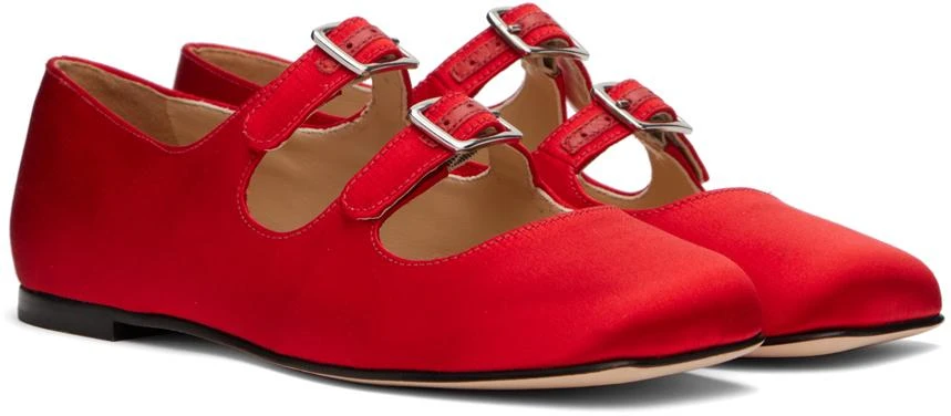 Sandy Liang SSENSE Exclusive Red MJ Double Strap Ballerina Flats 4