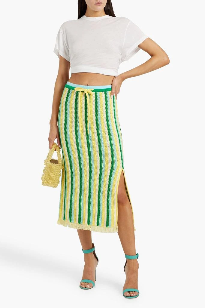 Diane von Furstenberg Paulina striped crocheted cotton midi skirt 2