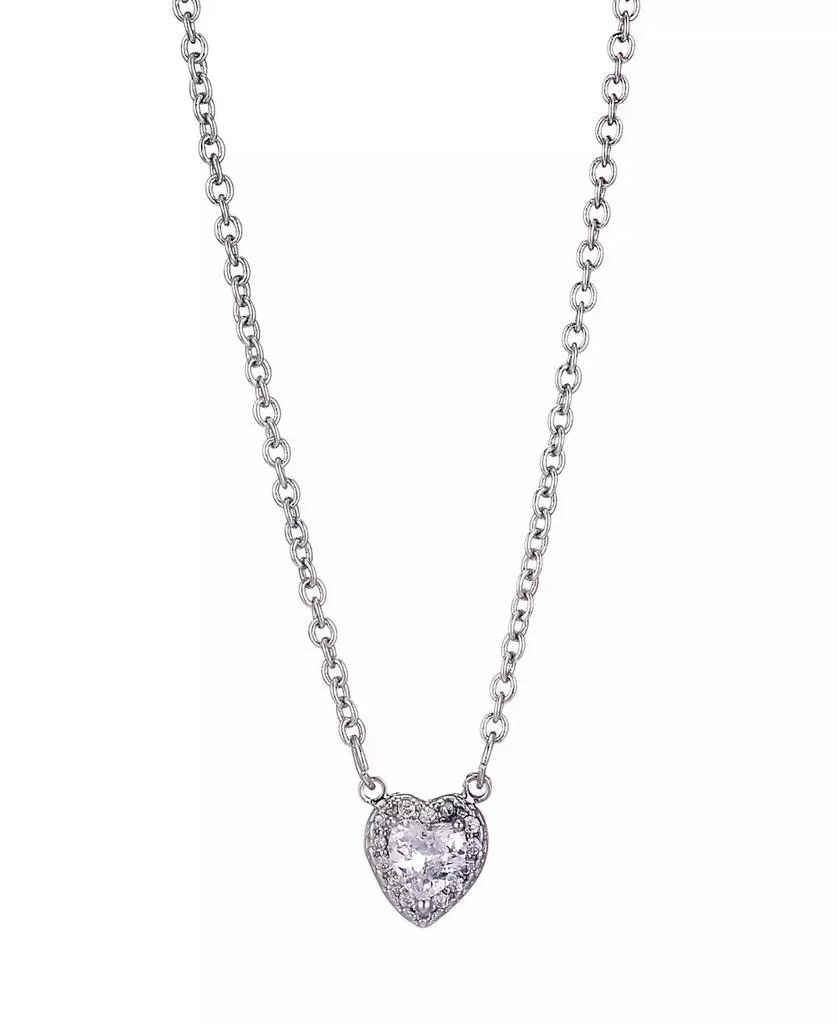 ADORNIA Silver CZ Halo Heart Necklace