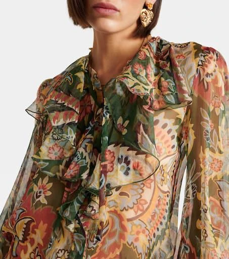 ETRO Printed ruffled silk blouse 4