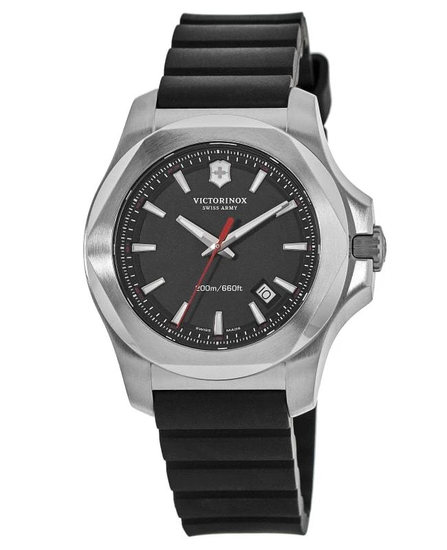 Swiss Army Victorinox Swiss Army I.N.O.X. Steel & Rubber Black Dial Black Rubber Men's Watch 241682.1 1