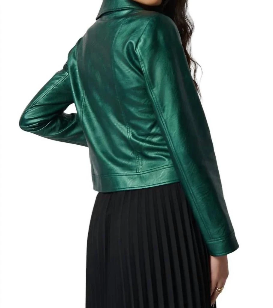 JOSEPH RIBKOFF Joseph Ribkoff - Metallic Faux Leather Biker Jacket 3