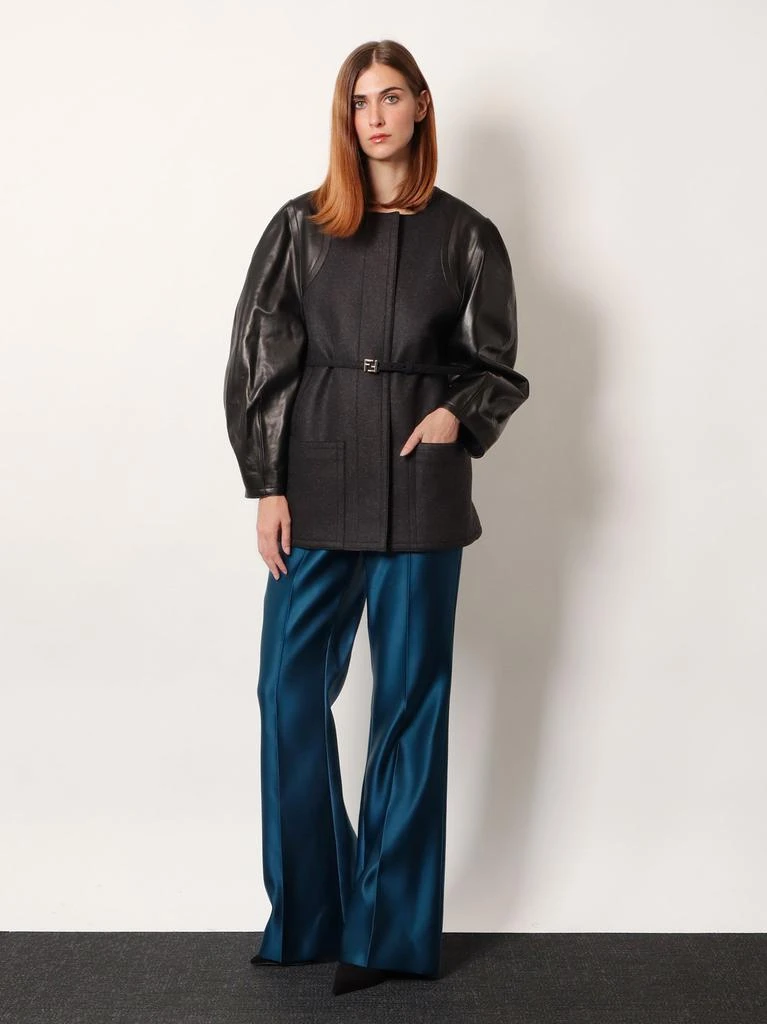 Fendi Virgin wool coat with leather sleeves 2