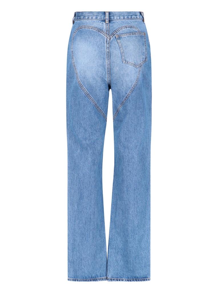 AREA Area Embellished Distressed Straight Leg Jeans