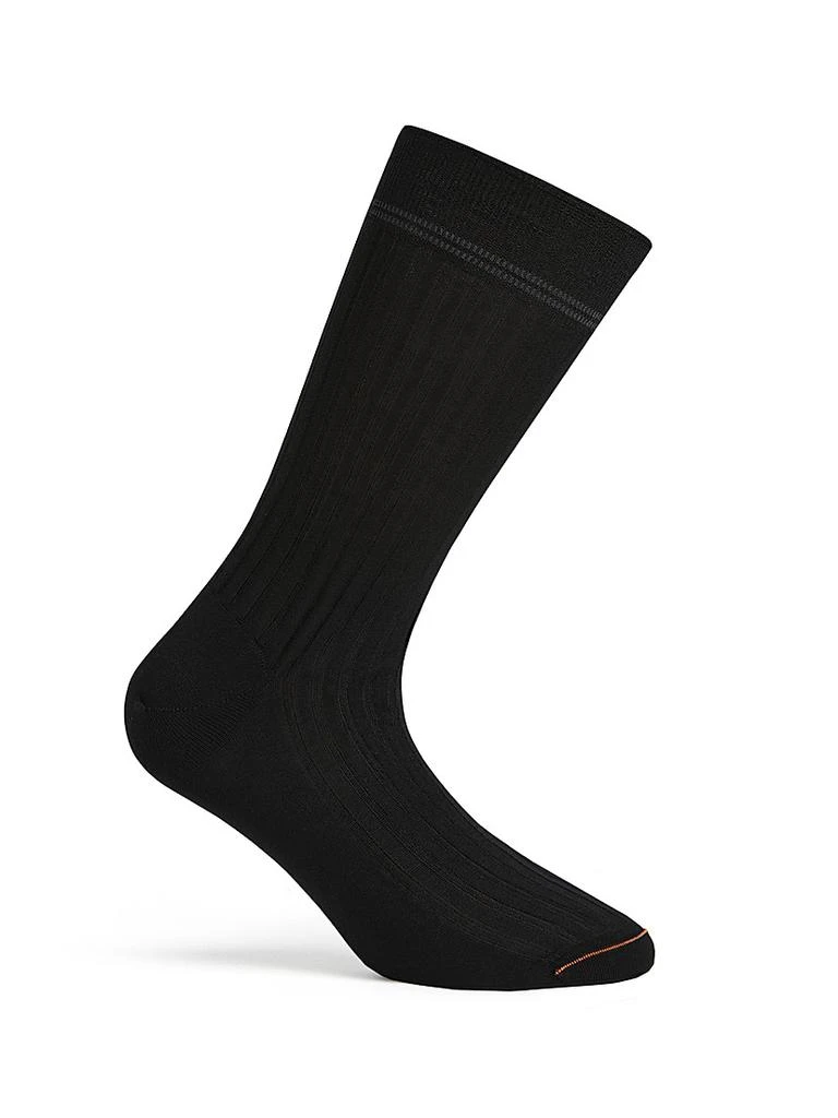 Zegna Ribbed Mid-Calf Scottish Iisle Cotton Socks 2