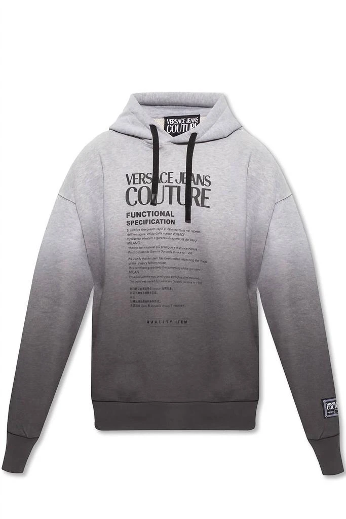 Versace Men Logo Hooded Pullover Sweatshirt In Ombre Grey 1
