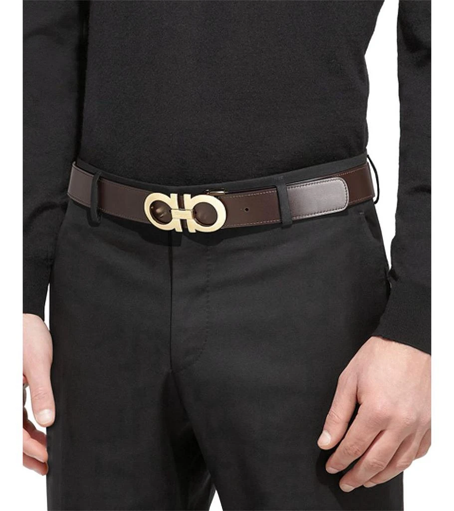 Salvatore Ferragamo Salvatore Men's Double Gancini Reversible Smooth Leather Belt 10