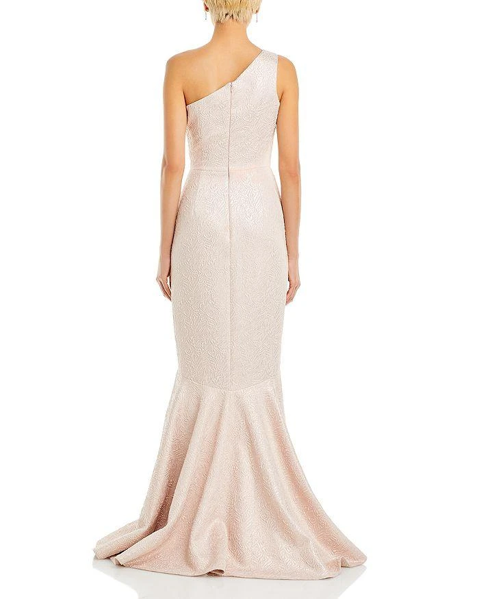 Teri Jon Metallic Jacquard One Shoulder Mermaid Gown 4