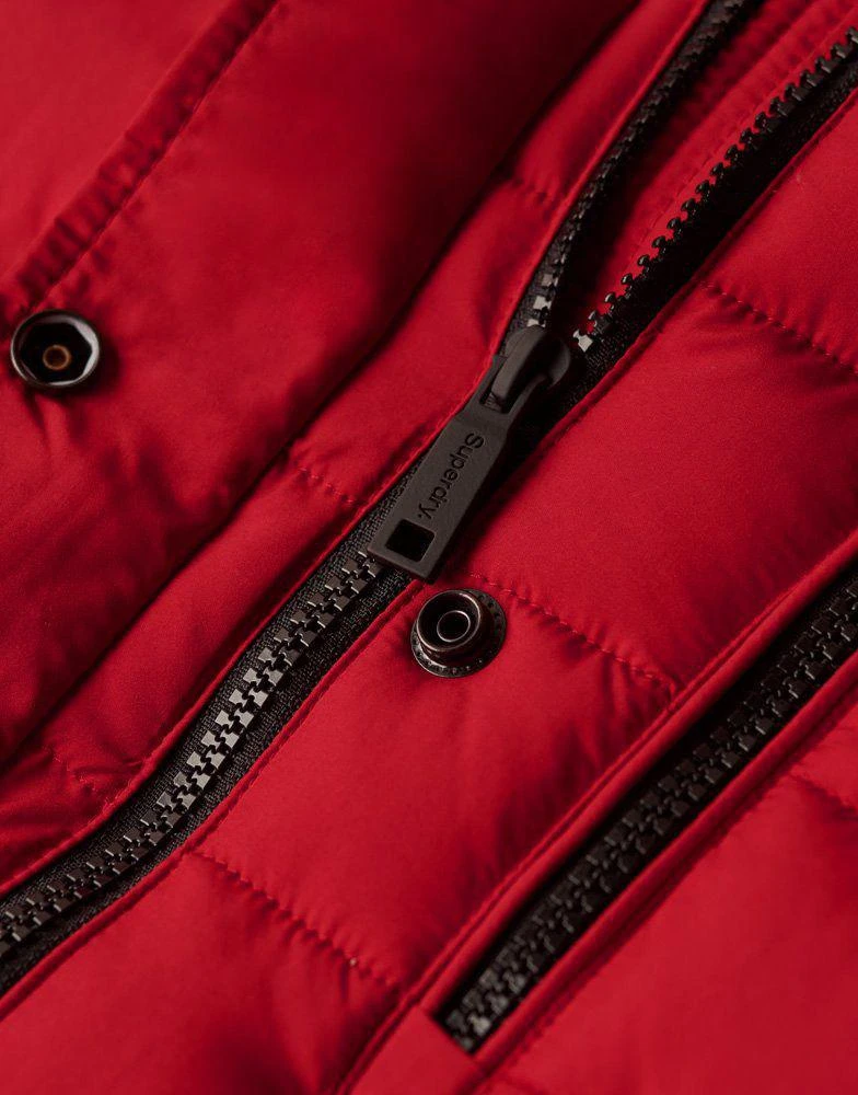 Superdry Superdry Fuji hooded longline puffer coat in varsity red 4