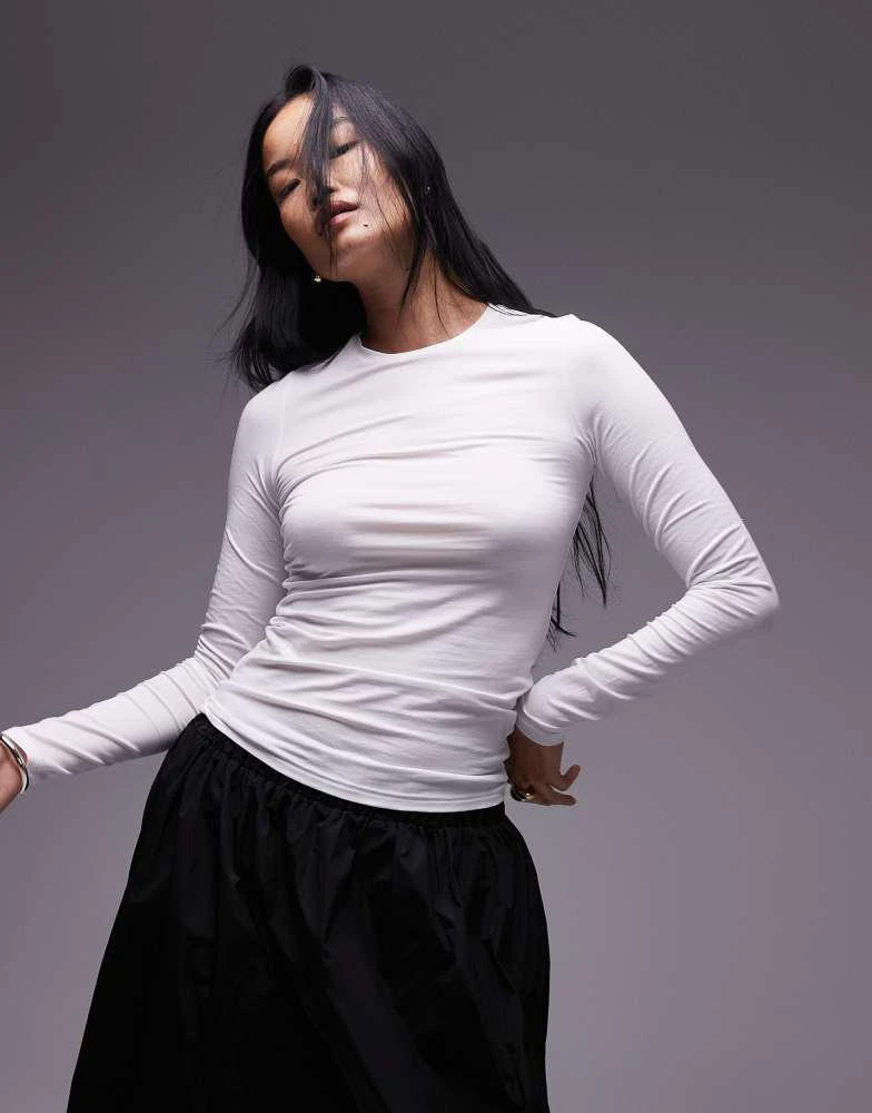 ARKET ARKET supersoft slim fit long sleeve top in white 1