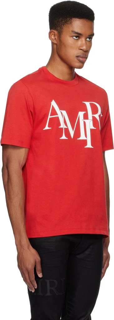 AMIRI Red 'AMIRI' Staggered Logo T-shirt 2