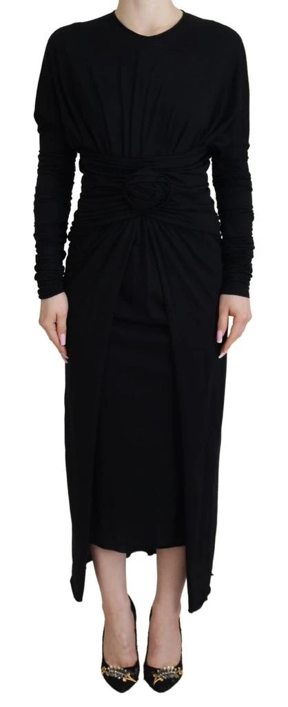 Dolce 
Gabbana Sheath Midi Gown Wool Wrap Women
s Dress