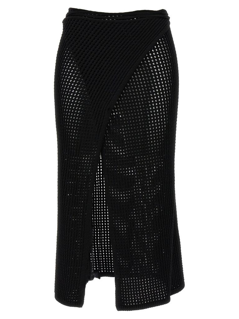 ANDREA ADAMO Andrea Adamo Slit-Open Crochet Knitted Midi Skirt
