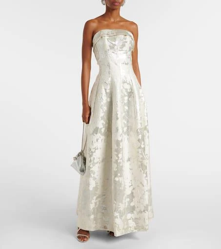 SIMKHAI Octavia lamé jacquard corset gown 2