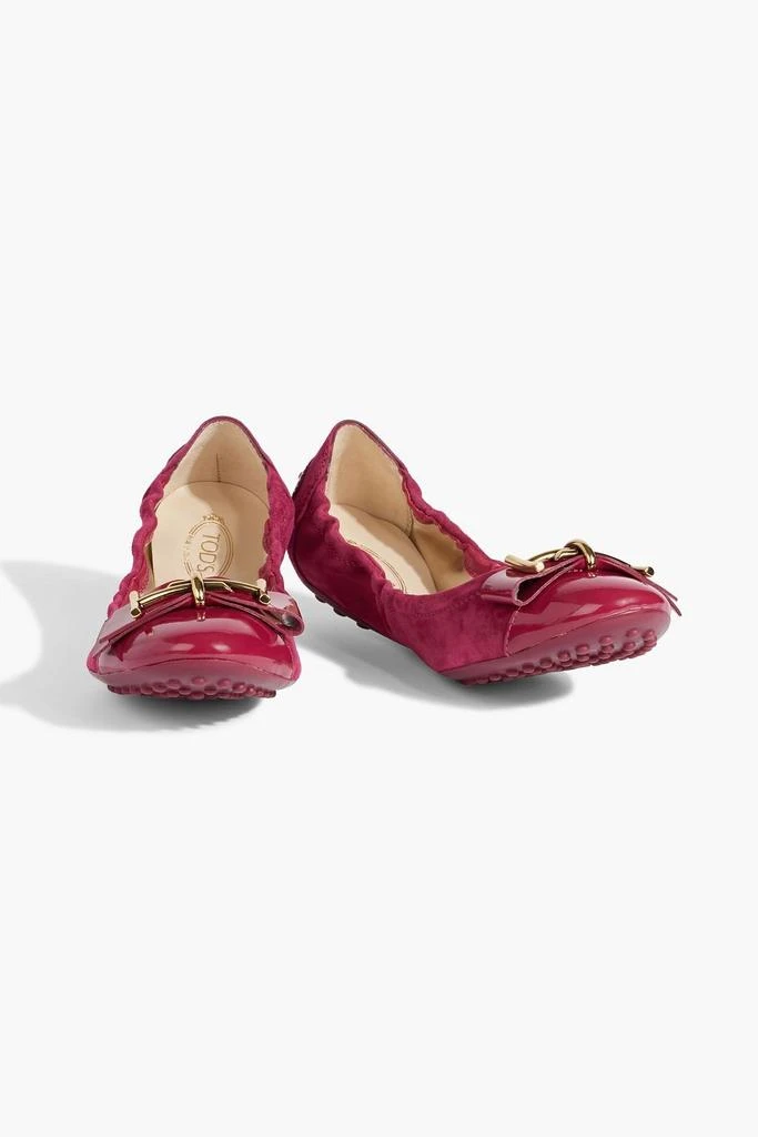 Tod's Embellished patent-leather and suede ballet flats 2