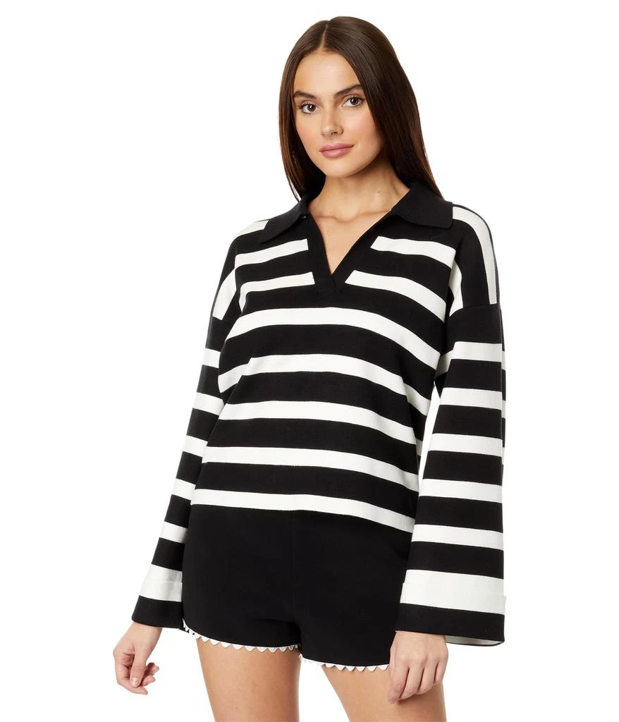 English Factory Striped Collared Cropped Sweater 1