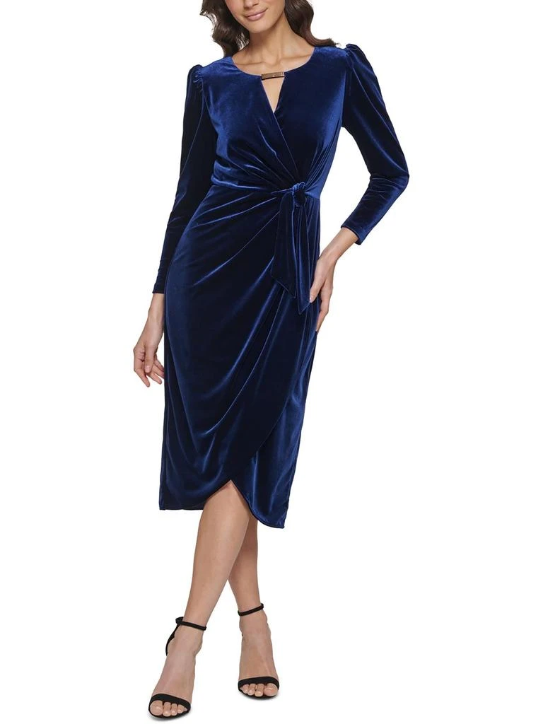 Kensie Womens Velvet Tea Wrap Dress 1