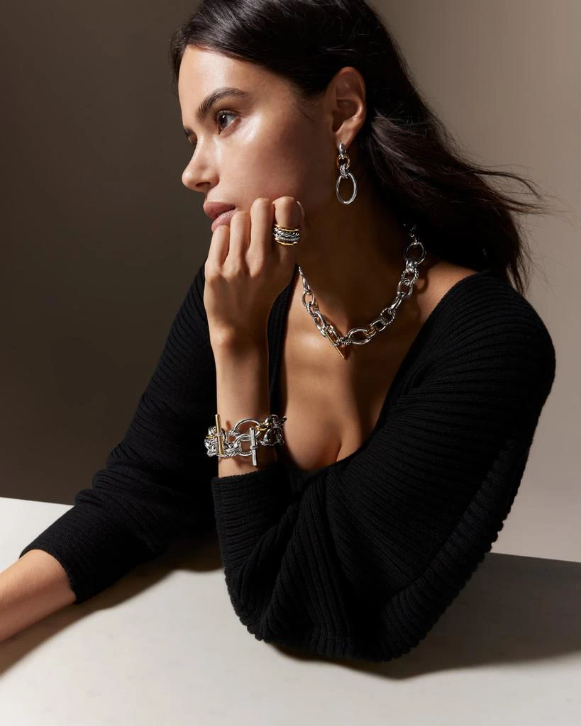 David Yurman DY Mercer Bracelet with Diamonds in Silver and 18K Gold, 25mm 6