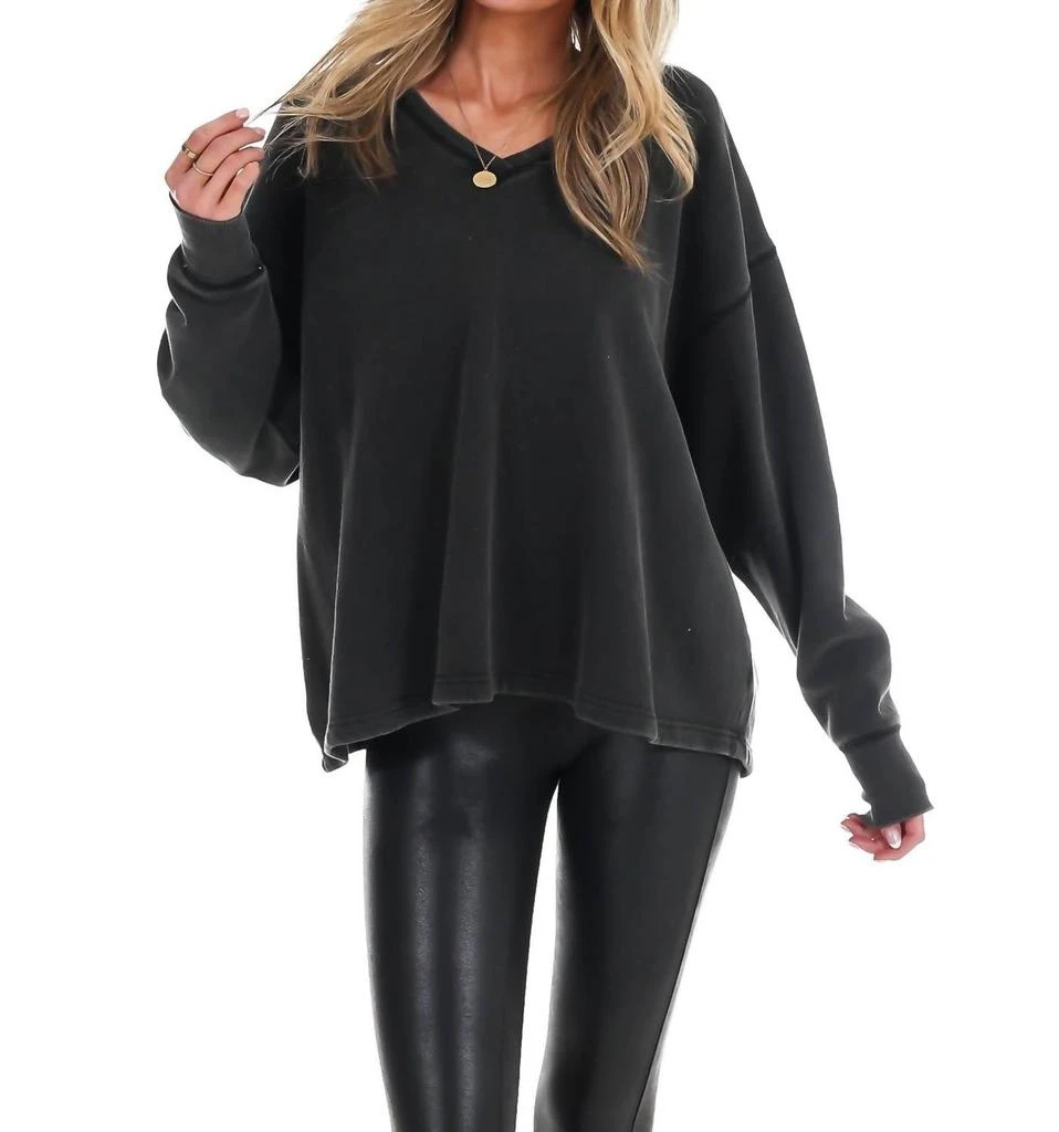 HYFVE Urban Fade Oversized V-Neck Sweatshirt In Black