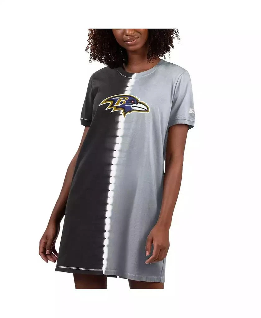 Starter Women's Black Baltimore Ravens Ace Tie-Dye T-shirt Dress 1