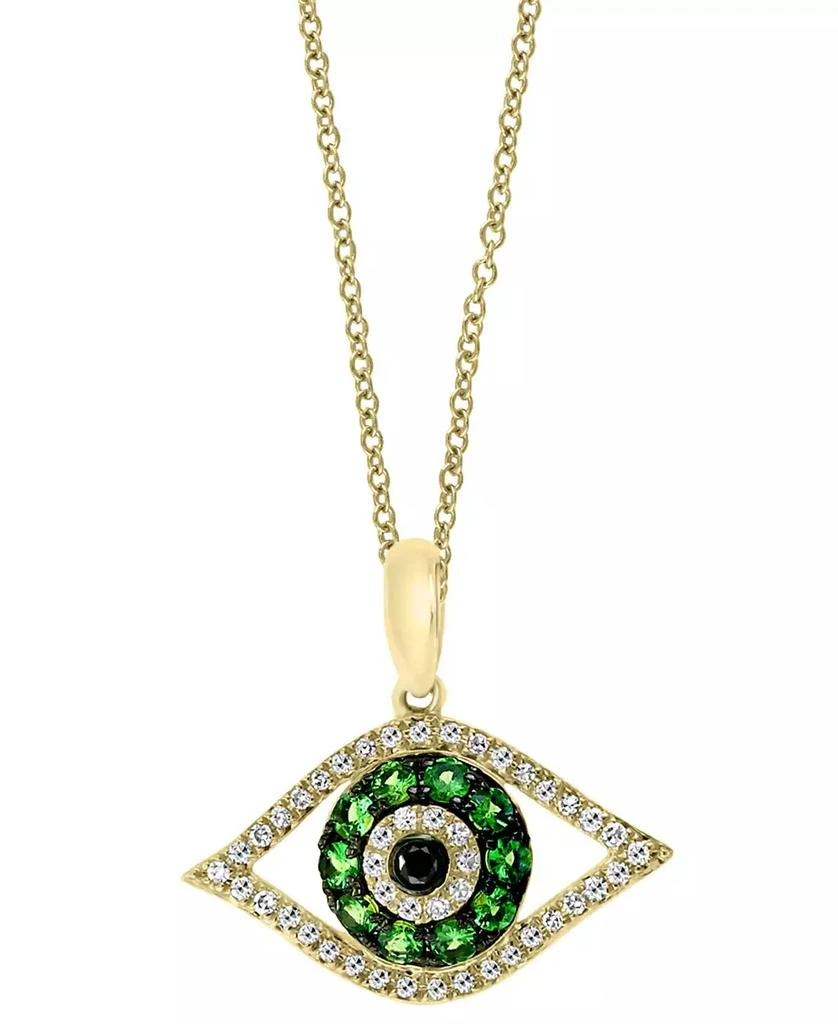 Effy EFFY® Tsavorite (1/5 ct. t.w.) 
Diamond (1/8 ct. t.w.) Evil Eye 18" Pendant Necklace in 14k Gold 3