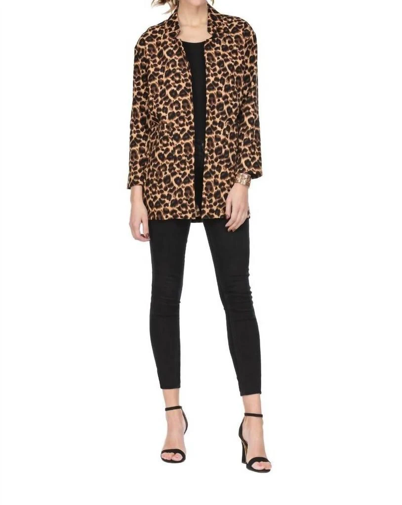 Jade Leopard Open Coat In Brown 1