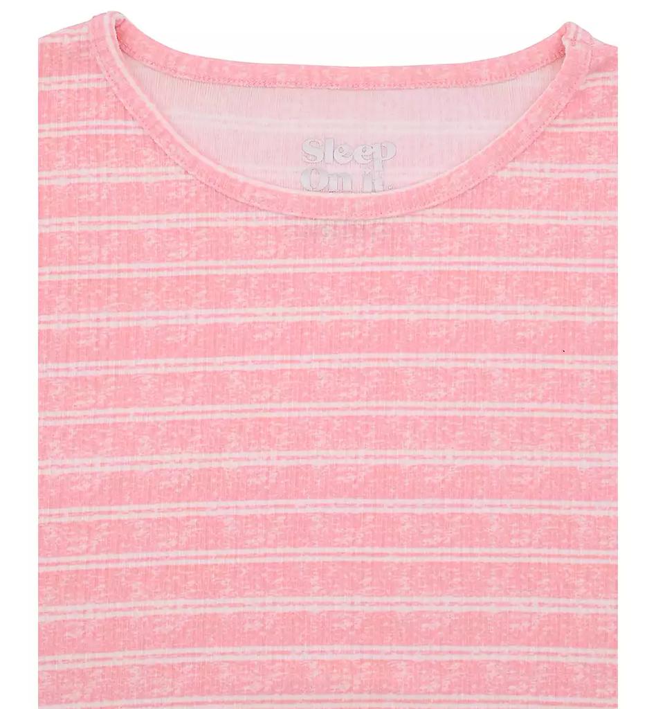 Max & Olivia Big Girls Striped Ribbed Shorts Pajama Set